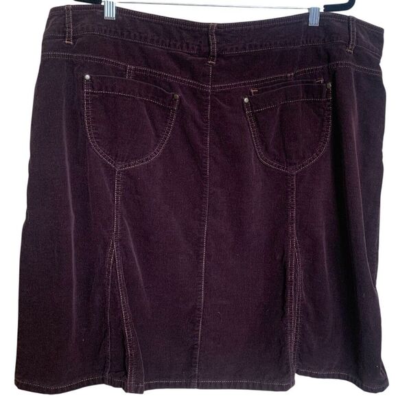 Plus Size Corduroy Skirt Brown Size 26W Knee-Length Cotton Pockets Zip Belt Loop - Picture 2 of 11